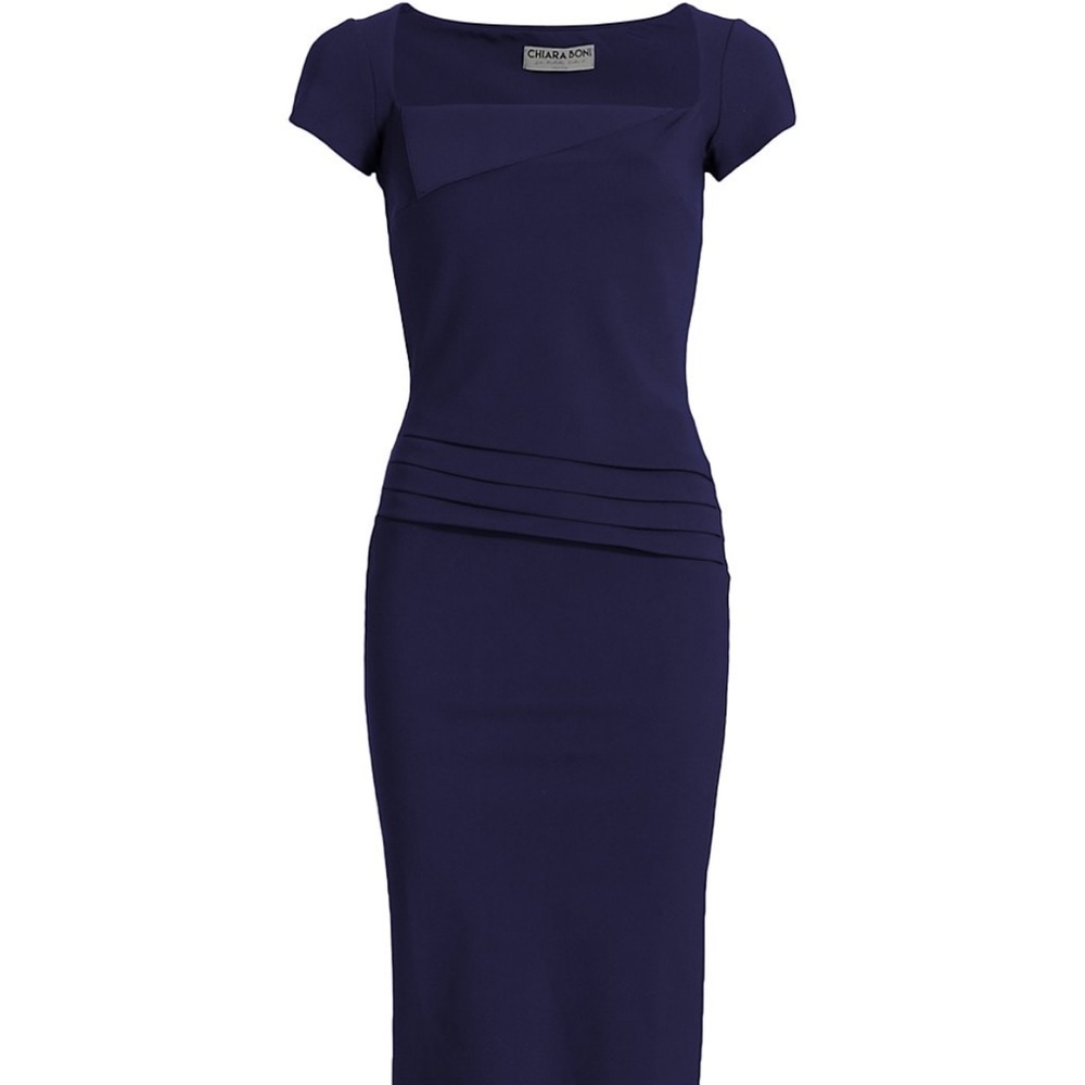 Classy Navy Blue Sheath Dress